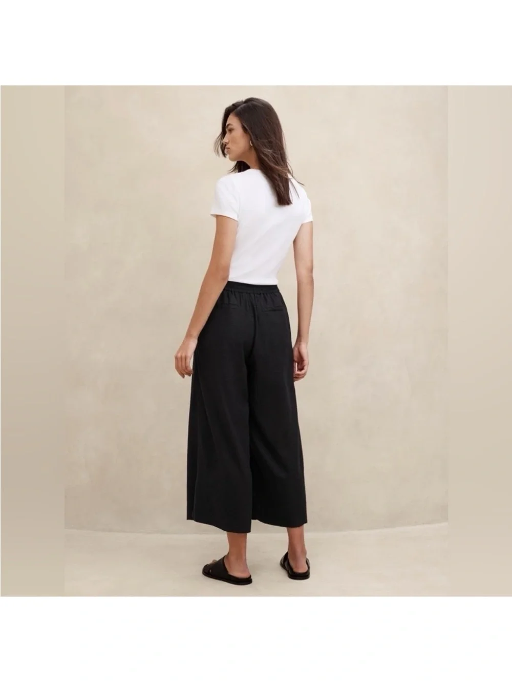 NWT! Banana Republic Wide-Leg High-Rise Linen-Blend Cropped Pant 📀1️⃣2️⃣